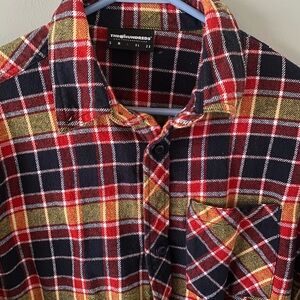 The Hundreds Men's Black, Red, and Yellow Plaid Flannel Shirt size L